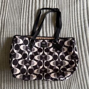 Coach Black and White Signature Tote Bag